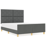 ZNTS Bed Frame in Dark Grey, 140x200 cm, Fabric 3344810
