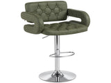 PU Leather Upholstered Swivel Bar Stool, Height Adjustable with Back, Armrest, Footrest, Green T3398P423519