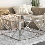Coffee Table Silver Stainless Steel and Tempered Glass 349945
