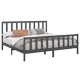 Bed Frame without Mattress Grey 200x200 cm Solid Wood Pine 3106725
