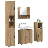 Bathroom Furniture Set Wall-mounted with Door 4 pcs Artisan Oak 3392972