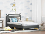 Toddler Bed Frame with Headboard Dark Grey 70 x 140 cm Fabric 42011205