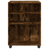 Side Table with Wheels Smoked Oak 55x60x78 cm Engineered Wood 853159