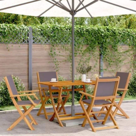 ZNTS 5 Piece Garden Dining Set Anthracite Fabric and Solid Wood 3281701