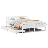 Bed Frame without Mattress White 150x200 cm King Size Solid Wood Pine 3301582