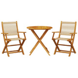 Bistro Set Beige Solid acacia wood, Polypropylene Medium Foldable 3281855
