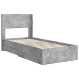 Bed Frame with Storage and Headboard Concrete Grey 100 x 200 cm 3414502