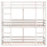 Triple Bunk Bed without Mattress White 75x190 cm Small Single Solid Wood Pine 3284261