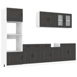 ZNTS 7 Piece Kitchen Cabinet Set Kalmar Black Engineered Wood 3314732