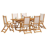 7 Piece Garden Dining Set Solid Wood Acacia and Textilene 3279283