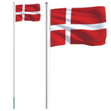 Denmark Flag and Pole 6.23 m Aluminium 3147089