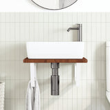 Basin Shelf Wall Mounted Steel and Solid Wood Oak 3302402