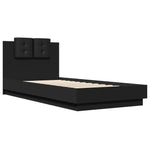 ZNTS Bed Frame with LED without Mattress Black 100x200 cm 3210025