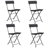 Folding Bistro Chair Set of 4 Black PE Rattan, Powder-Coated Steel 3152112