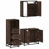 3 Piece Bathroom Furniture Set Brown Oak Engineered Wood 3301009