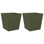 ZNTS Garden Planters Olive Green 2 pcs 40x40x40 cm Steel 851059