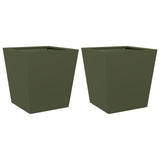 ZNTS Garden Planters Olive Green 2 pcs 40x40x40 cm Steel 851059