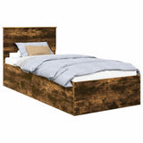 Bed Frame with Headboard Smoked Oak 90 x 190 cm Engineered Wood 3408708