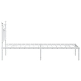 Bed Frame White Powder-Coated Steel Small Single Bed Frame 353576