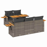 6 Piece Garden Sofa Set with Cushions Grey Poly Rattan Acacia 3327553