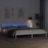 Bed Frame with Headboard White 200 x 200 cm Solid Pine Wood 3385746