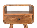 Solid Wood Mini Oak-ish Curve Open Bedside, 1 Drawer and Open Slot B2743P402936