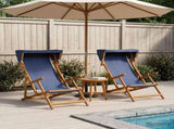 Deck Chair 2 pcs 3 Position Solid Eucalyptus Wood Blue 3407808