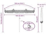 Beach Parasol Grey and White 160 x 160 x 196 cm 42006681