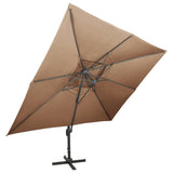 Cantilever Garden Parasol with Double Top Taupe 400x300 cm 312375