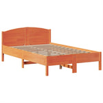 ZNTS Bookcase Bed without Mattress Wax Brown 120x190 cm Small Double Solid Wood Pine 3323157
