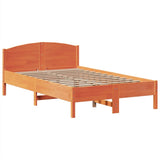 ZNTS Bookcase Bed without Mattress Wax Brown 120x190 cm Small Double Solid Wood Pine 3323157