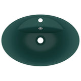 Luxury Basin Overflow Oval Matt Dark Green 58.5x39 cm Ceramic 146937