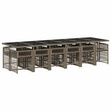 13 Piece Garden Dining Set with Cushions Grey Poly Rattan 3211664