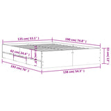 Bed Frame with Drawers without Mattress Grey Sonoma 135x190 cm Double 3207313