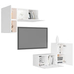 4 Piece TV Cabinet Set White Engineered Wood 3078688