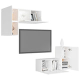 4 Piece TV Cabinet Set White Engineered Wood 3078688