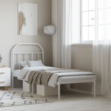 Metal Bed Frame without Mattress with Headboard White 75x190cm 353674