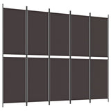 5-Panel Room Divider Brown 250x200 cm Fabric 350235