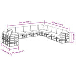 Garden Sofa Set with Cushion Black Aluminium 3378886