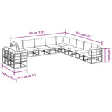 Garden Sofa Set with Cushion Black Aluminium 3378886