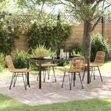 Garden Dining Set 5 pcs Brown Powder-Coated Steel 3379194