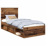 Bed Frame with Headboard Old Wood 90 x 190 cm Solid Pine Wood 3411071