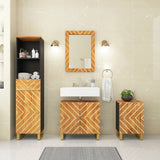 ZNTS 4 Piece Bathroom Cabinet Set Brown and Black Solid Wood Mango 3206291