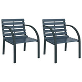 Garden Chair Set of 2 Grey Wood and Steel Medium Durable 47938