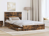 Storage Bed with Drawer Smoked Oak 100 x 200 cm Engineered Wood 3411240