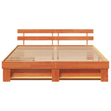 Bed Frame with Headboard Wax Brown 180 x 200 cm Solid Pine Wood 3382267