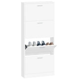 Shoe Cabinet White 59x17x150 cm Engineered Wood 342518