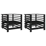 Garden Chairs 2 pcs Black Solid Wood Pine 825629
