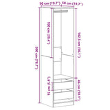 Wardrobe with Drawer Black Oak 50 x 50 x 200 cm Engineered Wood 3329300