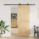Sliding Door with Hardware Set 80x210 cm Solid Wood Pine 3332671